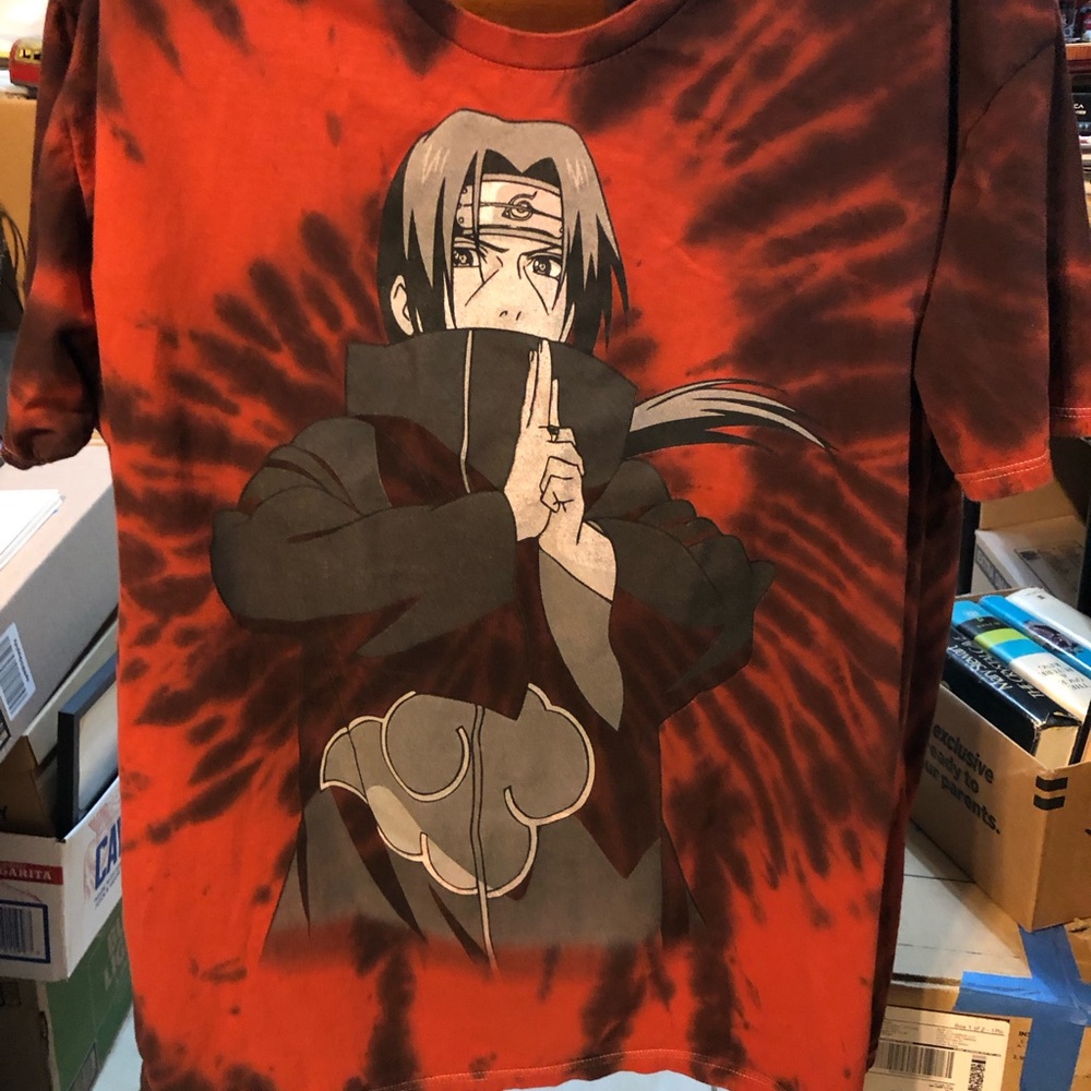 Naruto Shippuden Collection Red and Black Tie Dye  Graphic T-Shirt Size 2XL